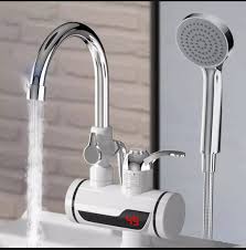 Instant Water Heater Tap with Shower, White