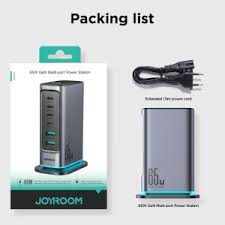 Joyroom Tcm02 65w 6 Port Eu Plug Usb Desktop Charger Gan Fast Charging Station Hub