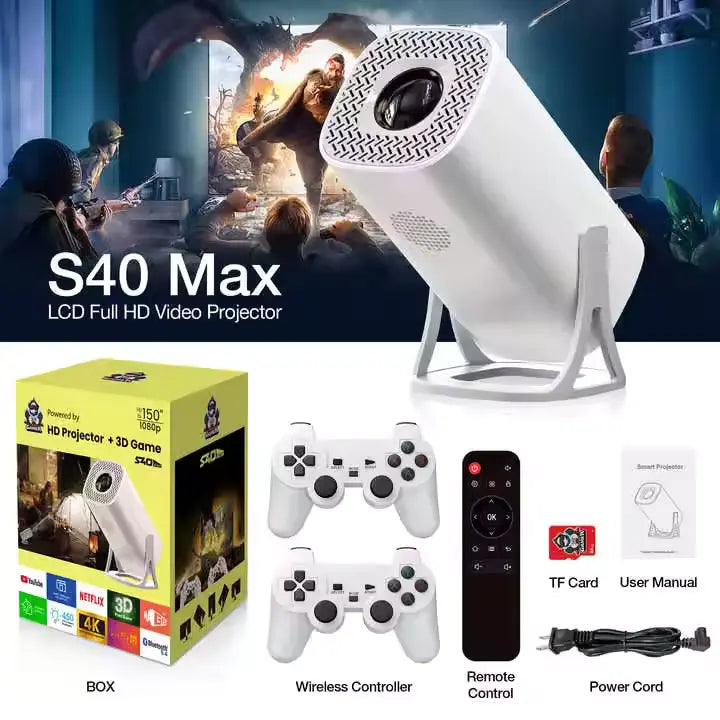 S40 Max Mini 4k Android 11v 160 Lumens 36000+ Gaming 1080p Smart Projector