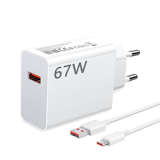 Xiaomi 67w Eu Plug Qc3.0 Fast Quick Wall Charger With Cable