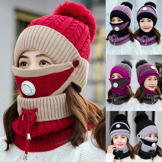 Woolen Winter Cap + Face Mask + Neck Warmer for Women