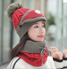 Woolen Winter Cap + Face Mask + Neck Warmer for Women