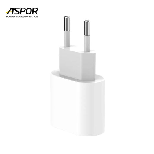 Aspor A801 New 20w Eu Pin Usb-C Fast Charging Qc 3.0 White