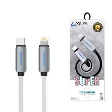Logilink Usb To Micro Nylon Fast Charging Data Cable With Light 1m (1 Year Warranty) White