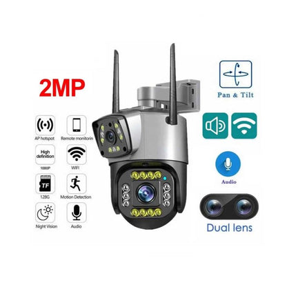 Dual Lens Outdoor Security Camera – 1080P | Color Night Vision | Waterproof