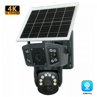 Solar Outdoor Security Camera – 8MP Dual Lens V380 Pro App